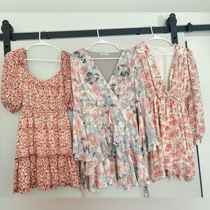 3 Boutique dresses. Floral patterns